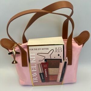 Viral JLB Cosmetics 6 Pc. Mini Makeup Travel Kit. Cute Pink micro tote & Charm